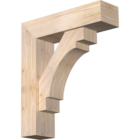 Ekena Millwork Merced Block Smooth Bracket w/ Offset Brace, Douglas Fir, 7 1/2"W x 28"D x 32"H BKT0806X28X32MRC05SDF